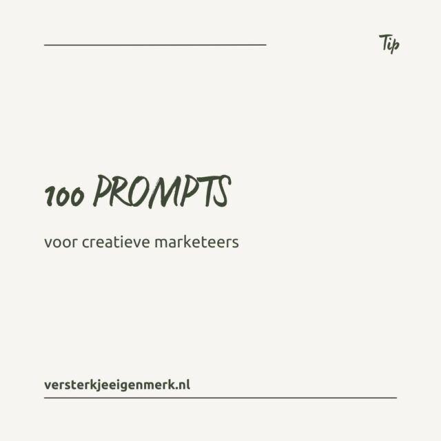 Hey creatieveling, hier zijn 100 marketing-prompts speciaal voor jou!

Denk je dat standaard prompts je werk makkelijker maken? Denk nog eens na!

Wil jij echt creatief en uniek blijven? Standaard prompts kunnen je creativiteit beperken. Leer liever de essentiële elementen die een goede prompt vormen en ga dan zelf aan de slag.

En vind je dat lastig? Probeer dan eens de spreekfunctie van ChatGPT en vertel wat er in je hoofd rond dwaalt.

Waarom gebruik ik liever geen standaard prompts?

Als creatieve ondernemer vermijd ik standaard prompts omdat ze vaak leiden tot eenheidsworst. Mijn doel is om mijn eigen creatieve stem te laten horen en verrassende, sterke concepten te ontwikkelen. Dat betekent mijn eigen prompts creëren, en ervoor zorgen dat mijn werk authentiek blijft. Zodat ik mijn klanten de beste resultaten kan bieden. Originaliteit en creativiteit zijn mijn kracht, en die wil ik behouden.

En ja, standaard prompts kunnen best nuttig zijn. Maar dan wel voor data-analyse, onderzoek en training, waar consistentie en vergelijkbaarheid belangrijk zijn.
Maar als het gaat om creativiteit, dan blijft voor mij eigenheid de sleutel tot succes.

Wil je meer weten over het maken van effectieve prompts of hulp bij je volgende creatieve project? Laten we connecten!